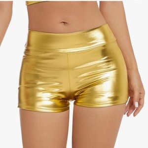 Women’s Metallic Booty Shorts Gold